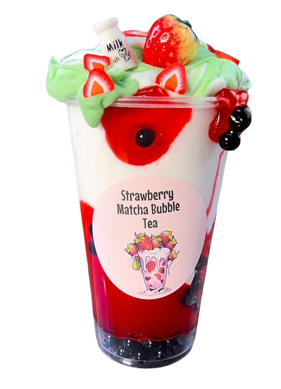 Strawberry Matcha Boba Tea