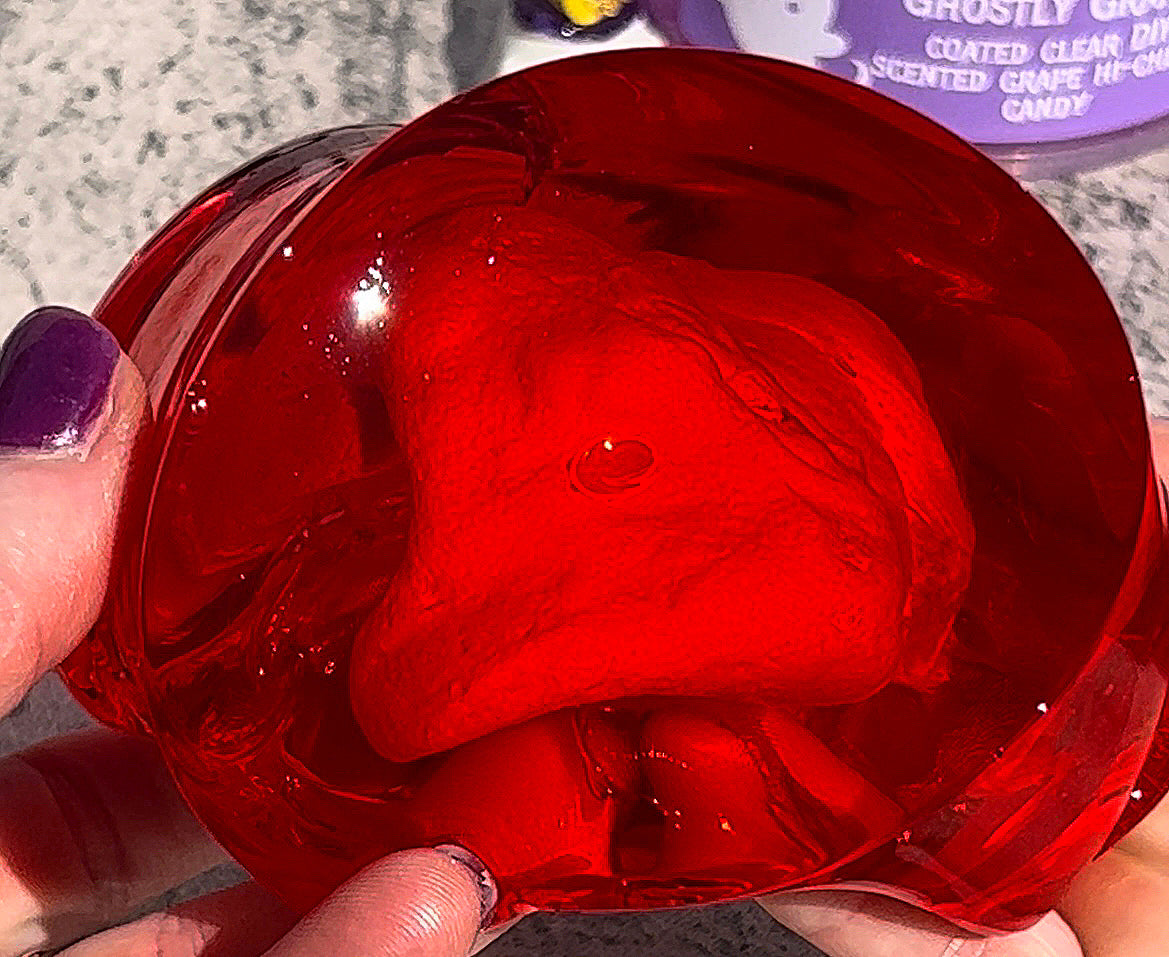Walking Dead-A coated clear slime with a DIY clay brain