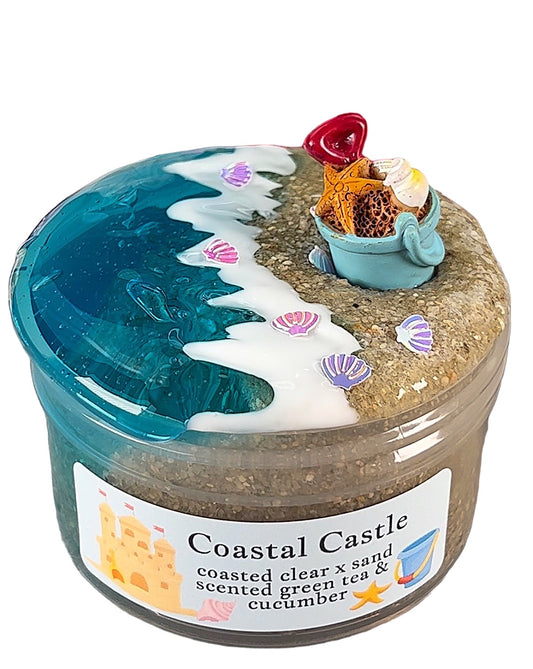 Coastal Castle 6 oz. sand slime, 2 oz. coated clear and 1 oz. thick and glossy