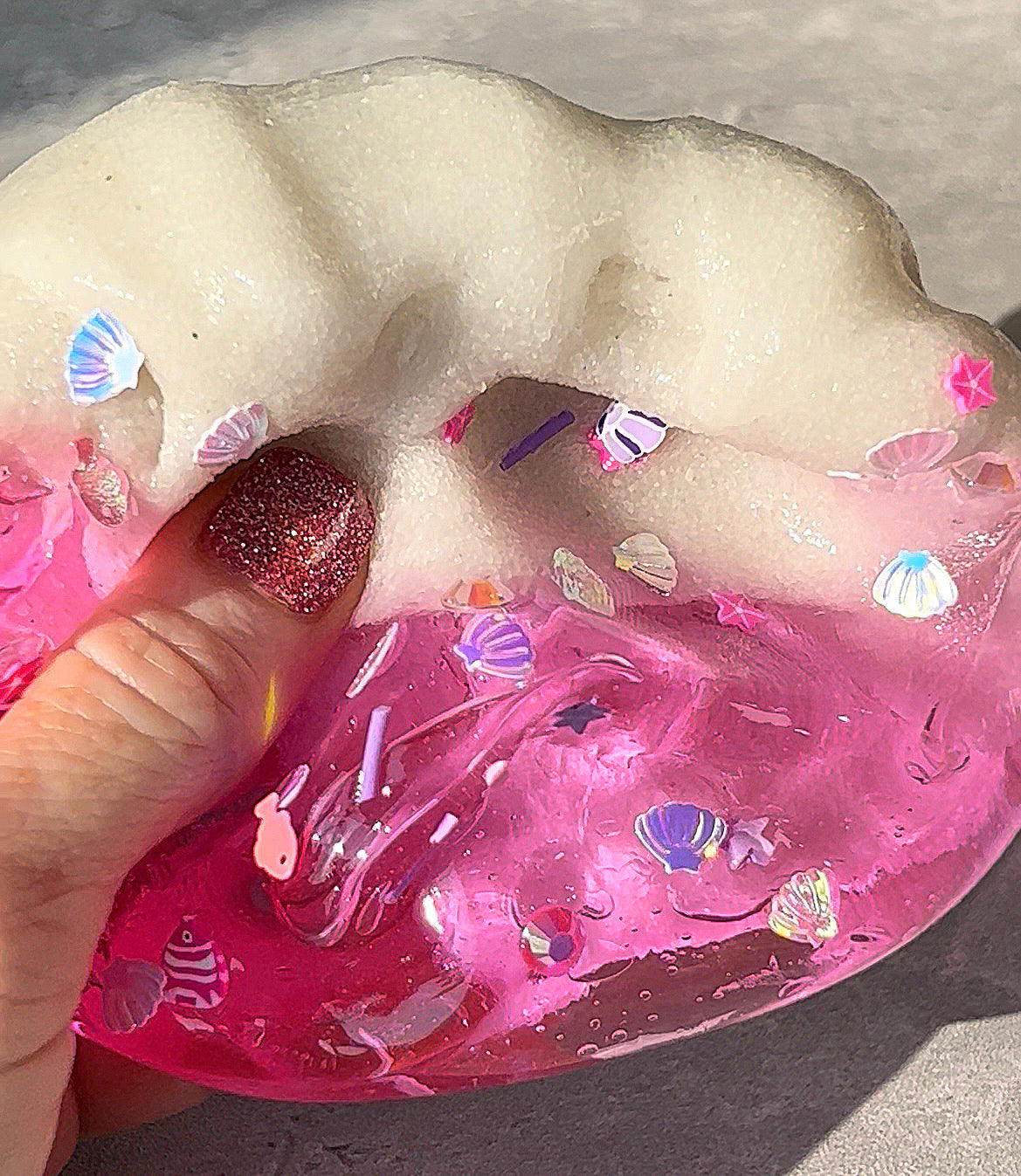 Malibu Beach sand slime and coated clear DIY