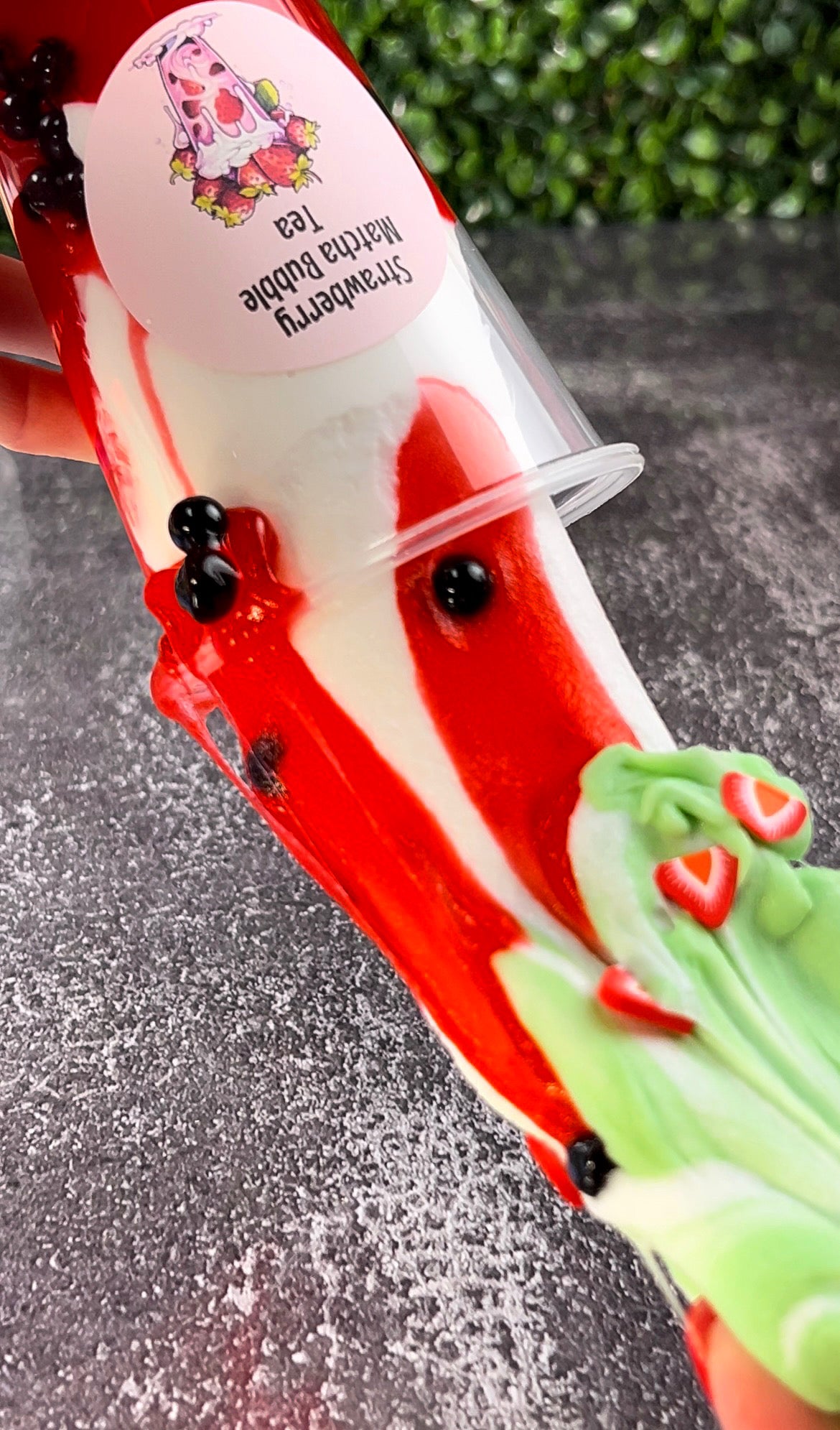 Strawberry Matcha Boba Tea