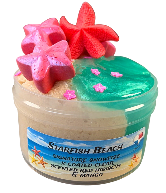 Starfish Beach Coated Clear Slime and Snow Fizz Slime