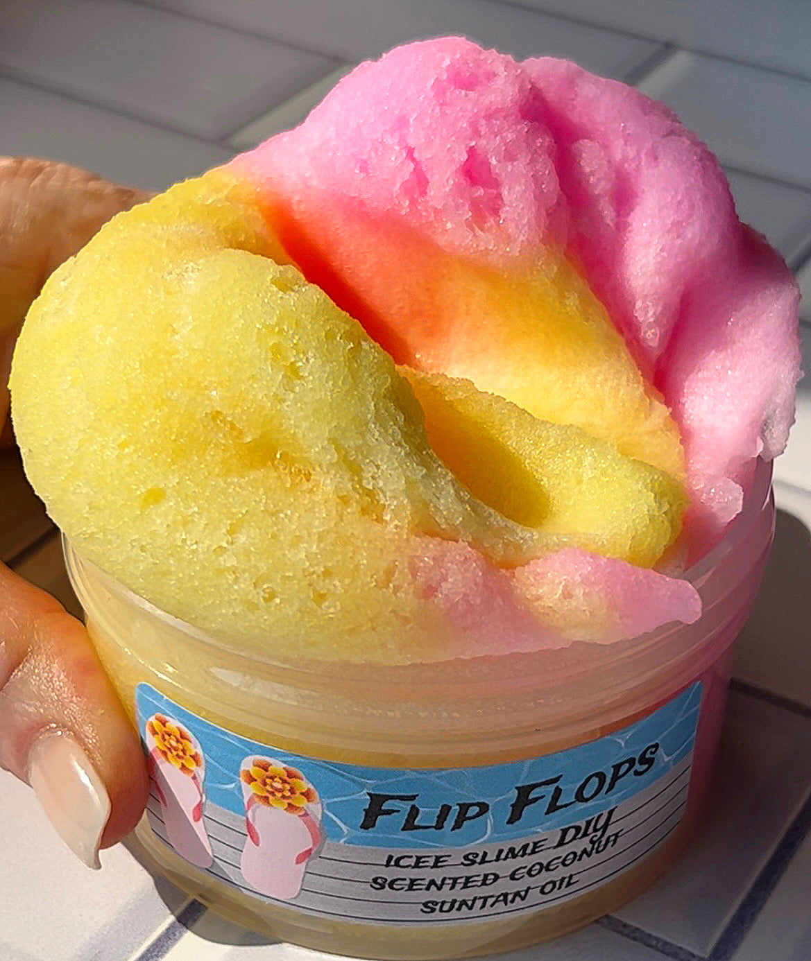 Flip Flops Icee Slime with clay DIY 6 oz. Jar