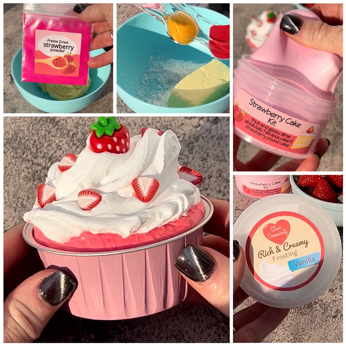 Slime Baking Kit-Strawberry Cake Kit-DIY slime making kit