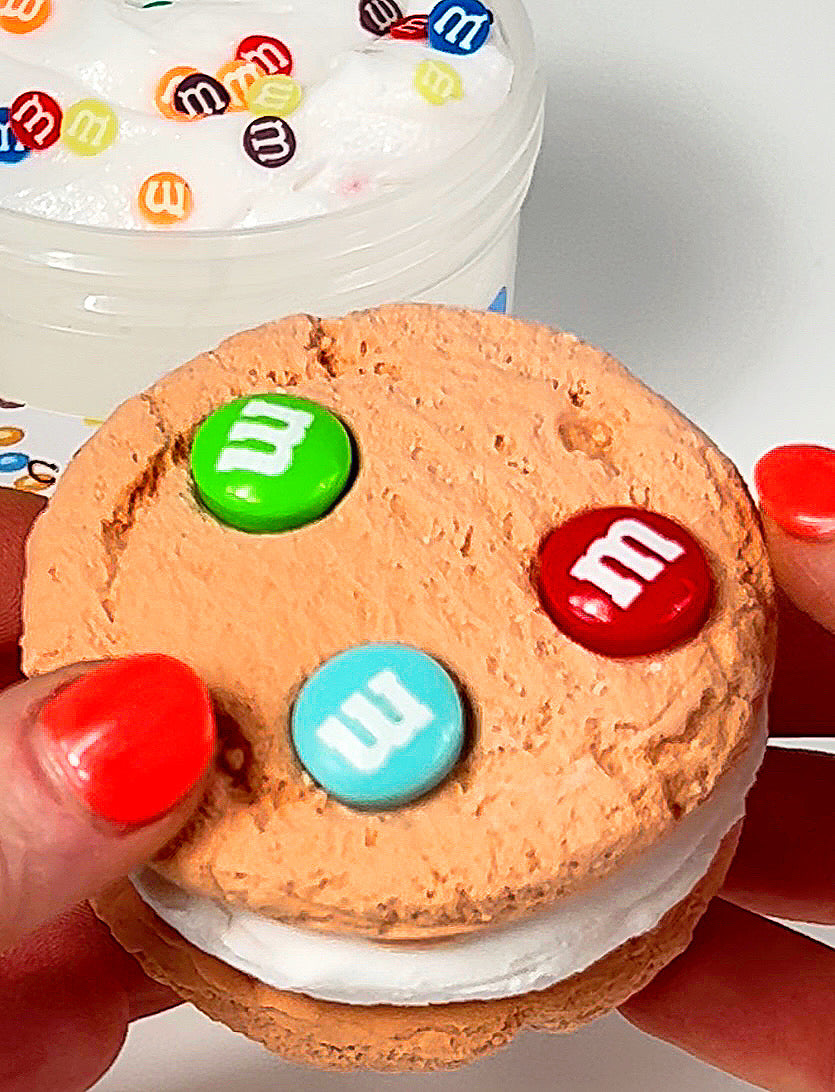 Slime M & M Ice Cream Cookie Sandwich DIY slime with clay component and 6 oz. jar of slime